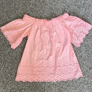 Women’s Off The Shoulder Coral Eyelet Blouse Size 8
